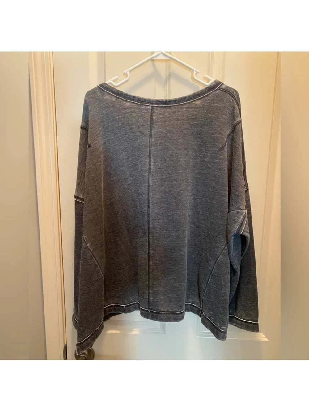 Free People NWT Oversized Metallic Charcoal Slouchy Top S